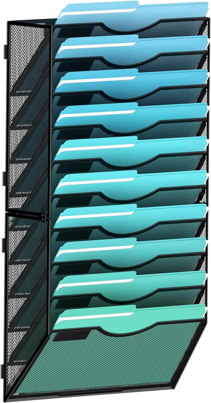 Gawerk 10-Tier Wall File Organizer Hanging Wall File Holder Wall Mount Paper by Gawerk
