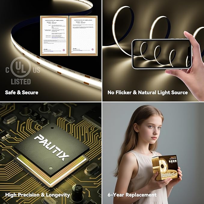 PAUTIX COB LED Strip Lights, UL Listed Dotless LED Lights - Image 5