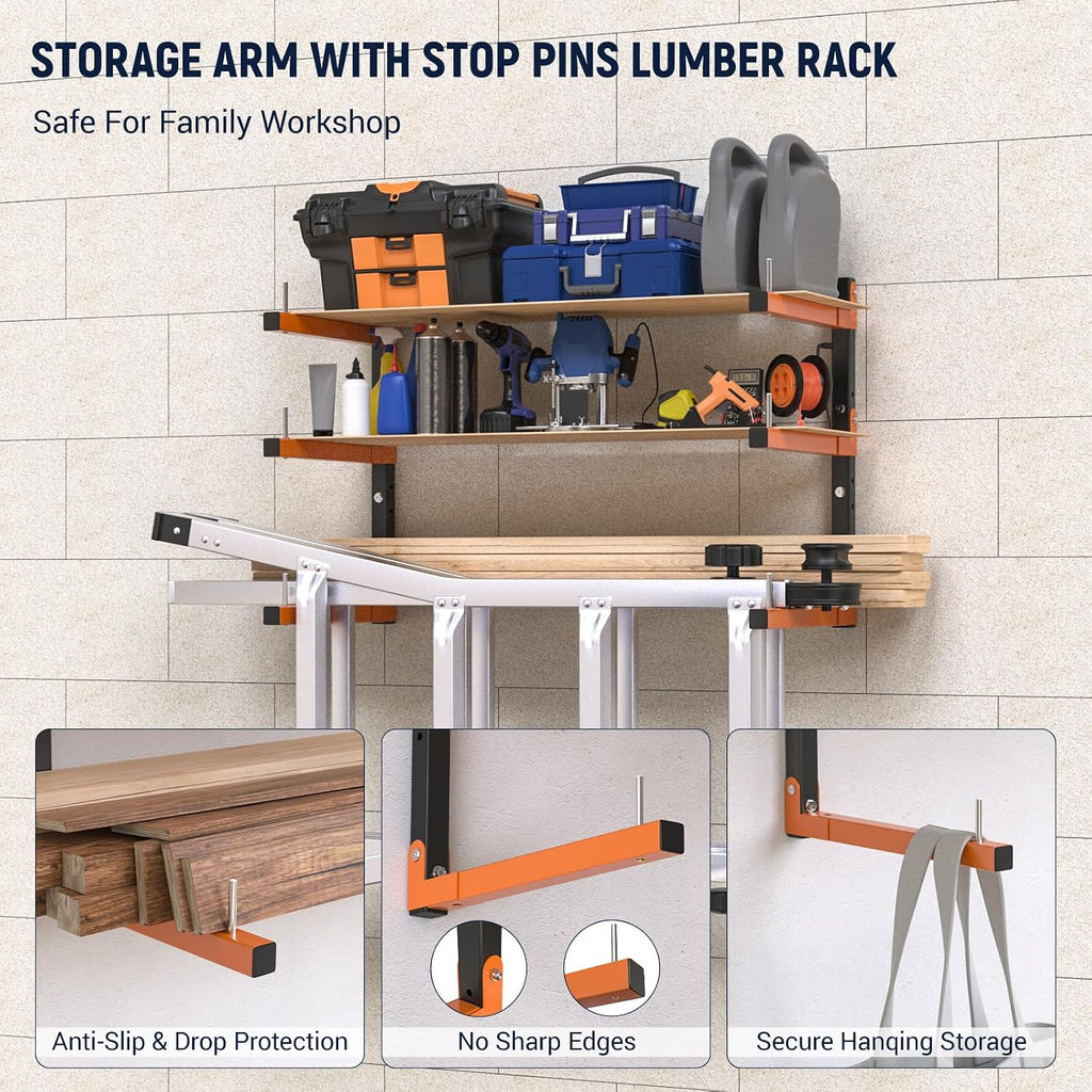 lumber storage rack, 6 tier heavy duty wood, close-up detail