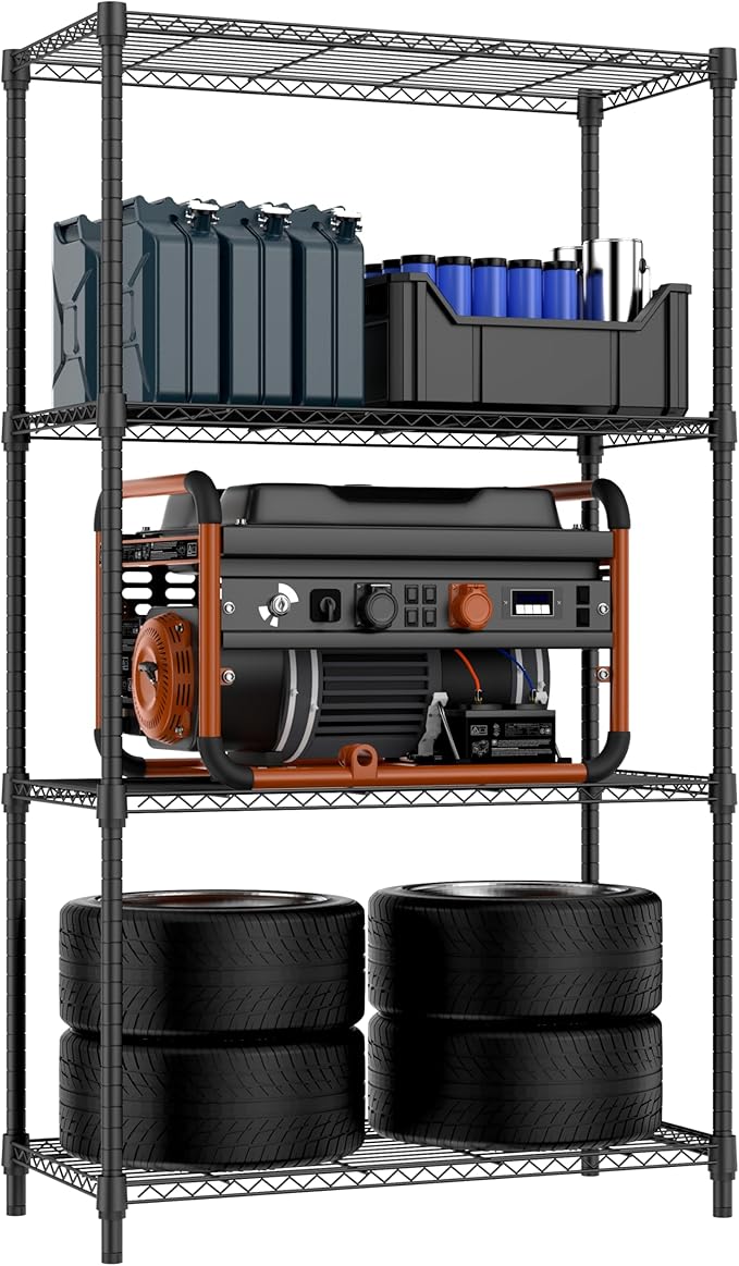 M MZG 1000 lbs 4 Tier Shelf Metal Storage Shelves Shelving Wire Rack Heavy Duty by MEIGAOPLASTICANDMETALHKCOLIMITED