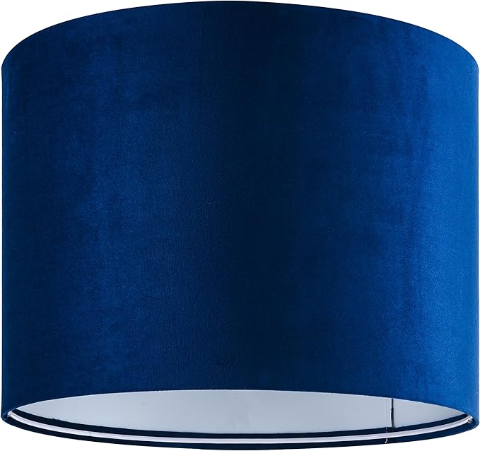 GO&SO Large Drum Lamp Shades Set of 2 Blue Velvet Lampshade - Image 6