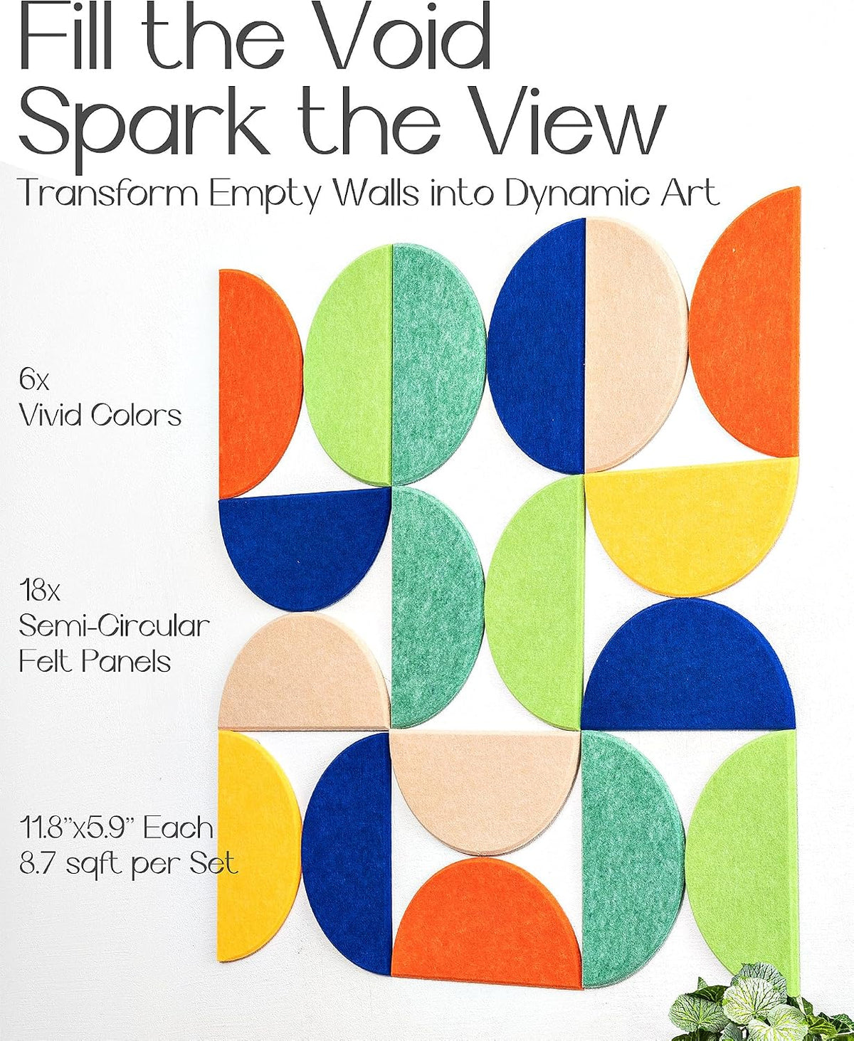 Semi-Circular Felt Wall Tiles for Bulletin Boards, Citria