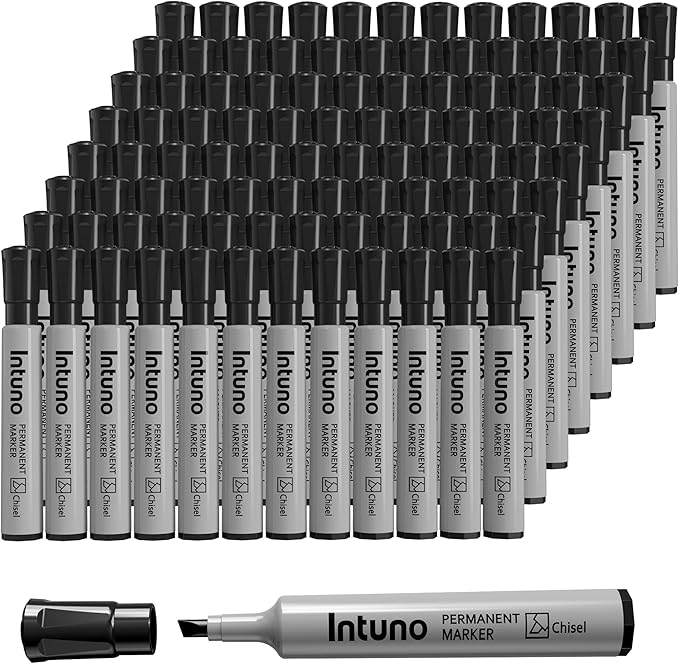 INTUNO Permanent Markers, Chisel tip, Oil-Based Permanent Markers, Waterproof by Unknown