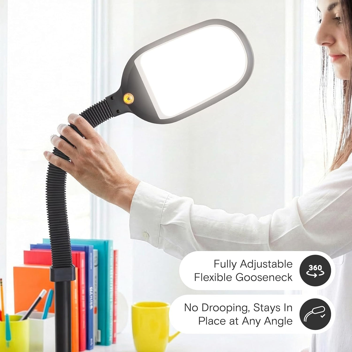 Brightech Litespan - LED Floor Reading Lamp, Modern Wooden Style, Adjustable ...