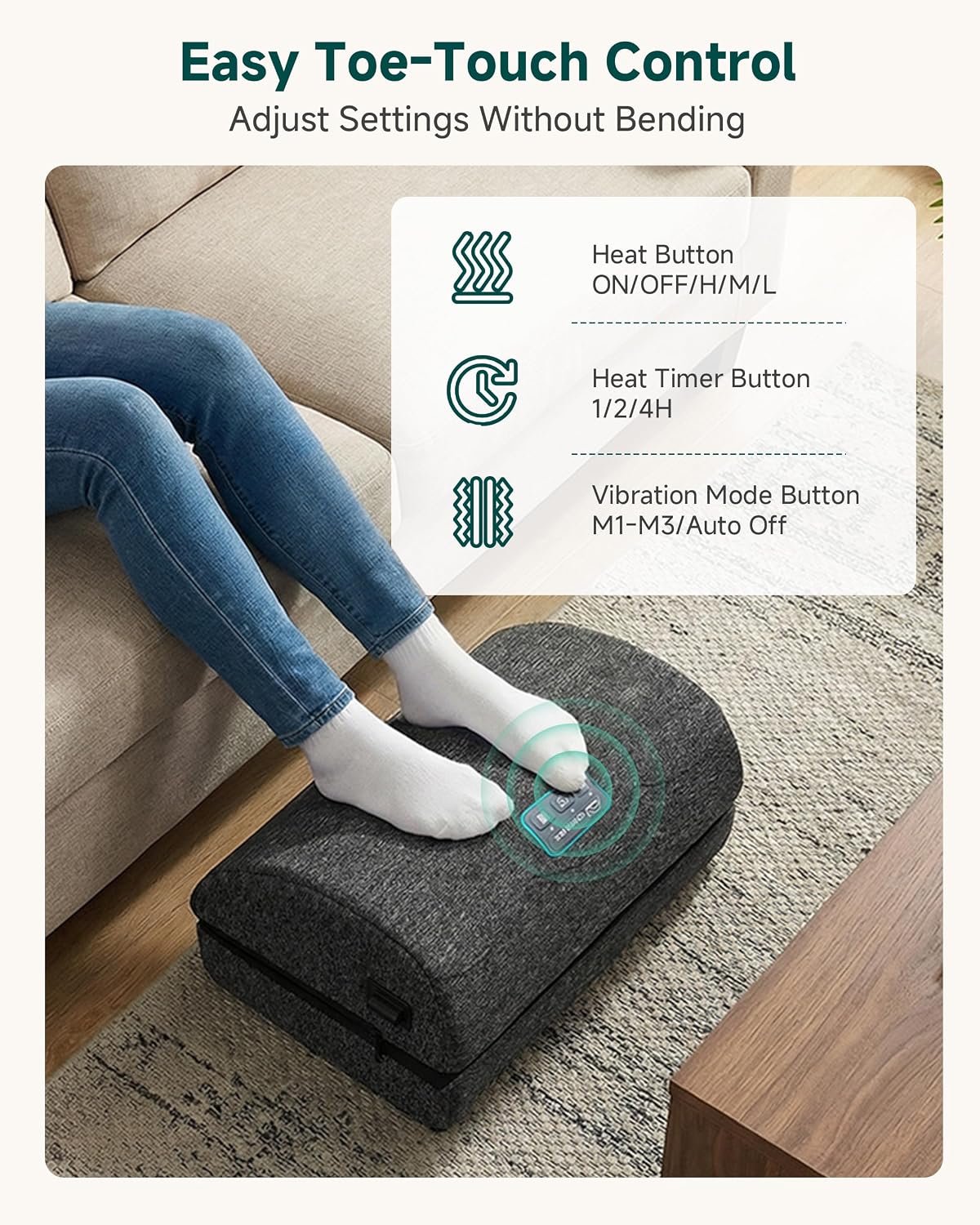 Snailax Heated Footrest Under Desk with Vibration, Adjustable Foot Stool