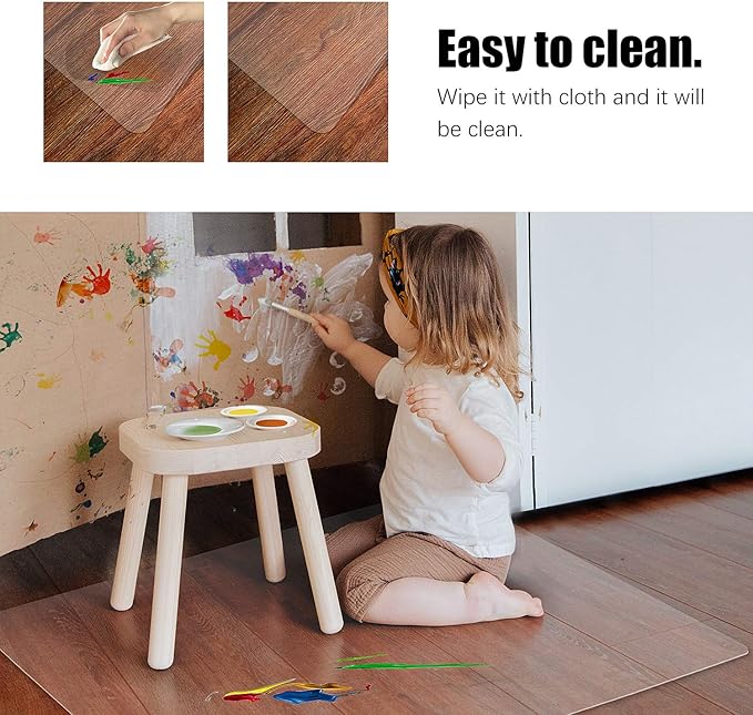 Kuyal Clear Chair mat for Hardwood Floor 51 x 63 inches Transparent Floor Mats - Image 3
