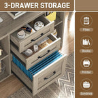 Vabches File Cabinet with 3 Drawers, Farmhouse Lateral File Cabinet Fits Files - Image 6
