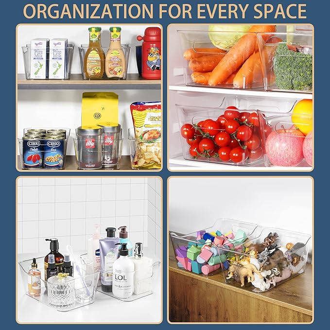 Tiawudi 12 Pack Plastic Storage Bins, Pantry Organizer, Shelf and Fridge - Image 7