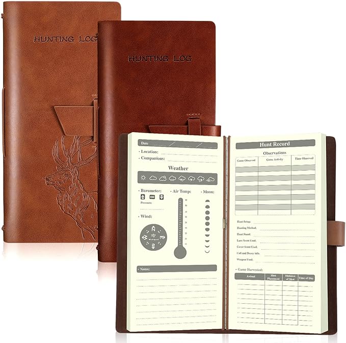 Eaasty 2 Pcs Leather Hunting Log Book Elk Hunting Journal Notebook by Eaasty