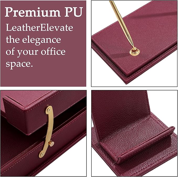 RitPin Desk Set，11-Piece Leather Desk Organizer Set, Executive Office - Image 5