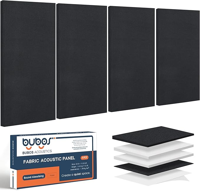 BUBOS 4 PCS Acoustic Panels, 23.6''x11.8'' Fabric Soundproof Wall Panels by BUBOS
