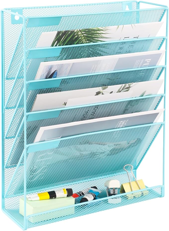EASEPRES Desk File Organizer Mesh 6-Tier, Hanging Wall Mount Document by EASEPRES