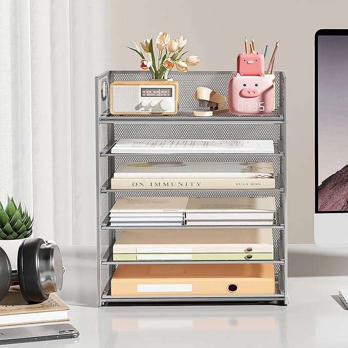 Subekyu 6-Tier Desk Paper Organizer, Desktop File Letter Tray - Image 4
