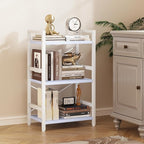 Homeiju Bookshelf, 3 Tier Industrial Bookcase, Metal Small Bookcase, Rustic - Image 2