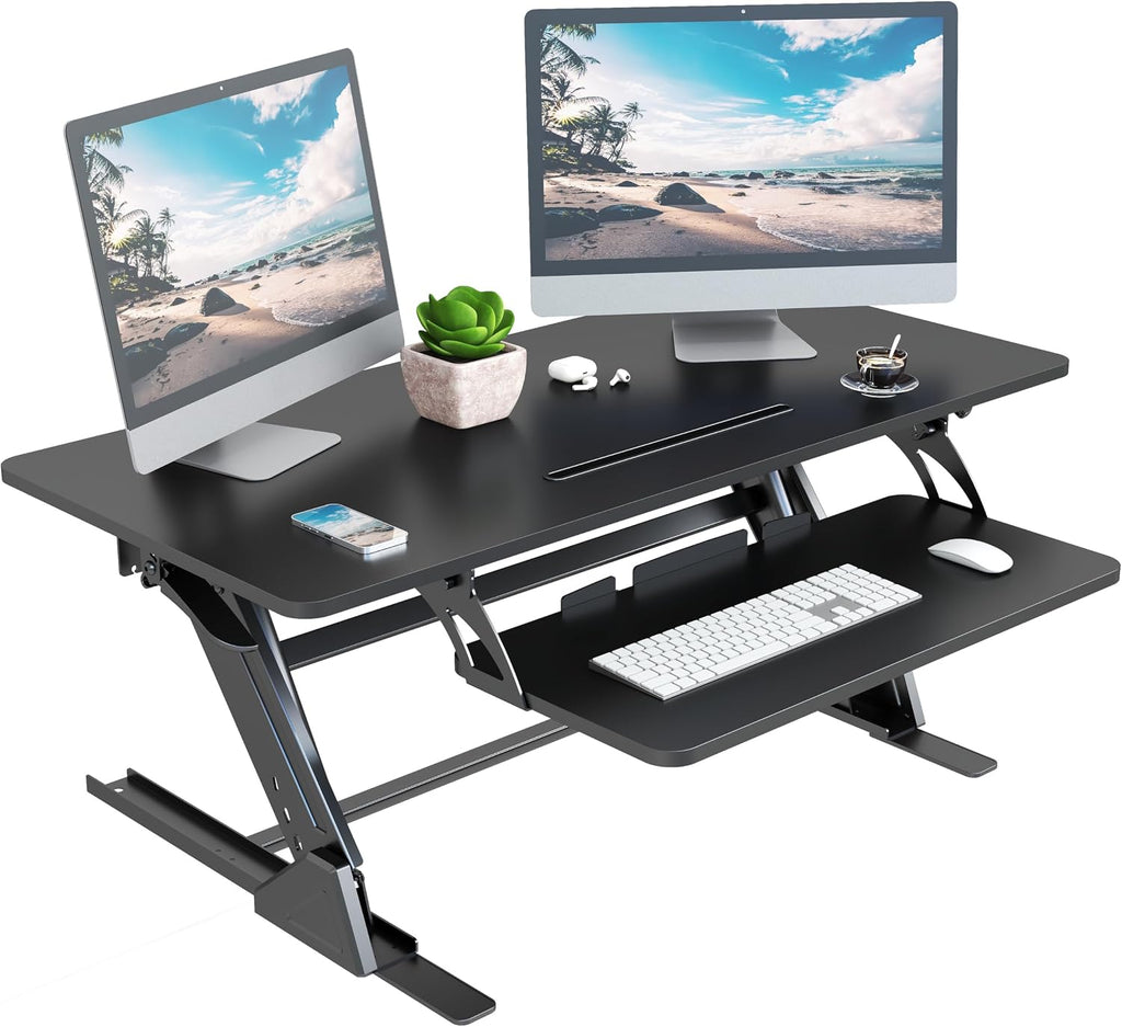 Lubvlook 42 inch Stand Up Desk Converter, Height Adjustable Sit Stand Desk Riser