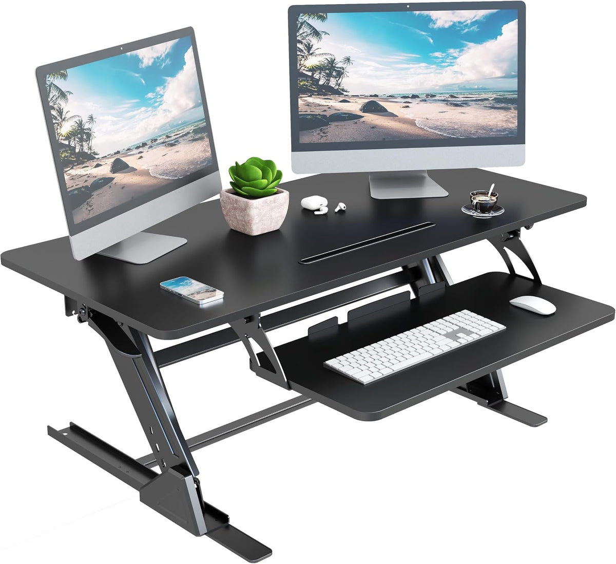 Lubvlook 42 inch Stand Up Desk Converter, Height Adjustable Sit Stand Desk Riser