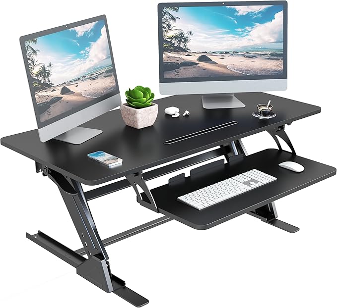 Lubvlook 42 inch Stand Up Desk Converter, Height Adjustable Sit Stand Desk Riser by Lubvlook