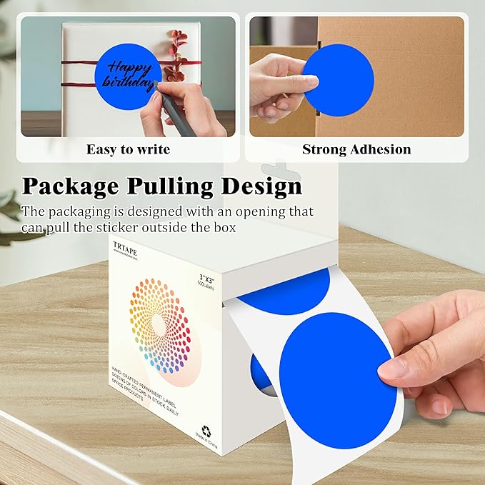 3 Inch Round Colored Dot Stickers, 4 Rolls in Dispenser Box - Image 3