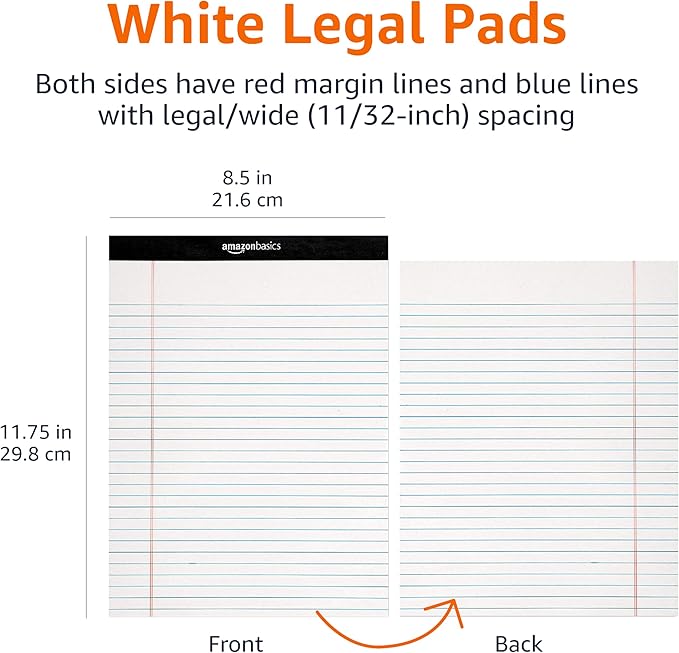 Amazon Basics Wide Ruled Lined Writing Note Pads, 8.5 inch x 11.75 inch - Image 5