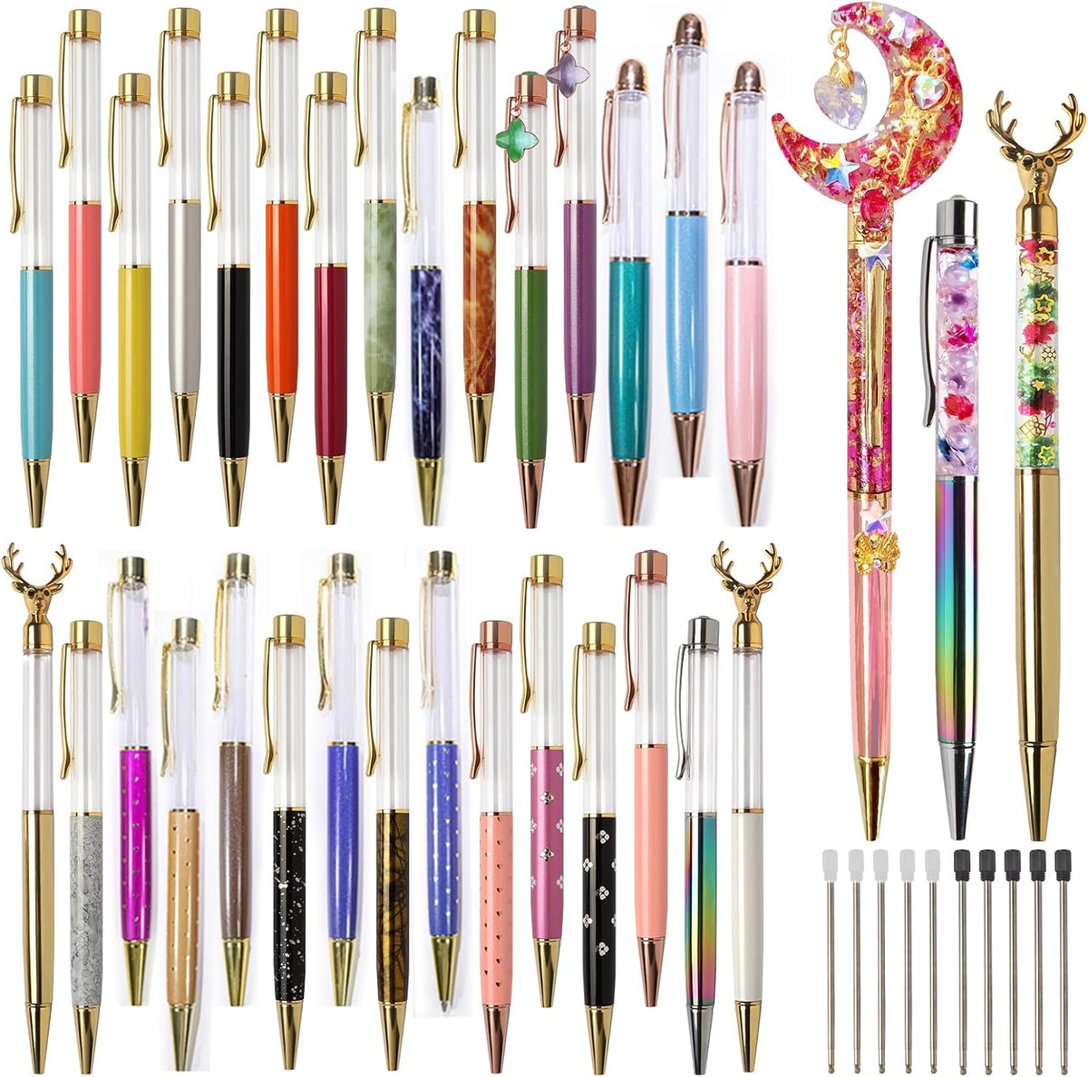 FUNSHOWCASE Floating Liquid Sand Ballpoint Pens Set 40-Kit