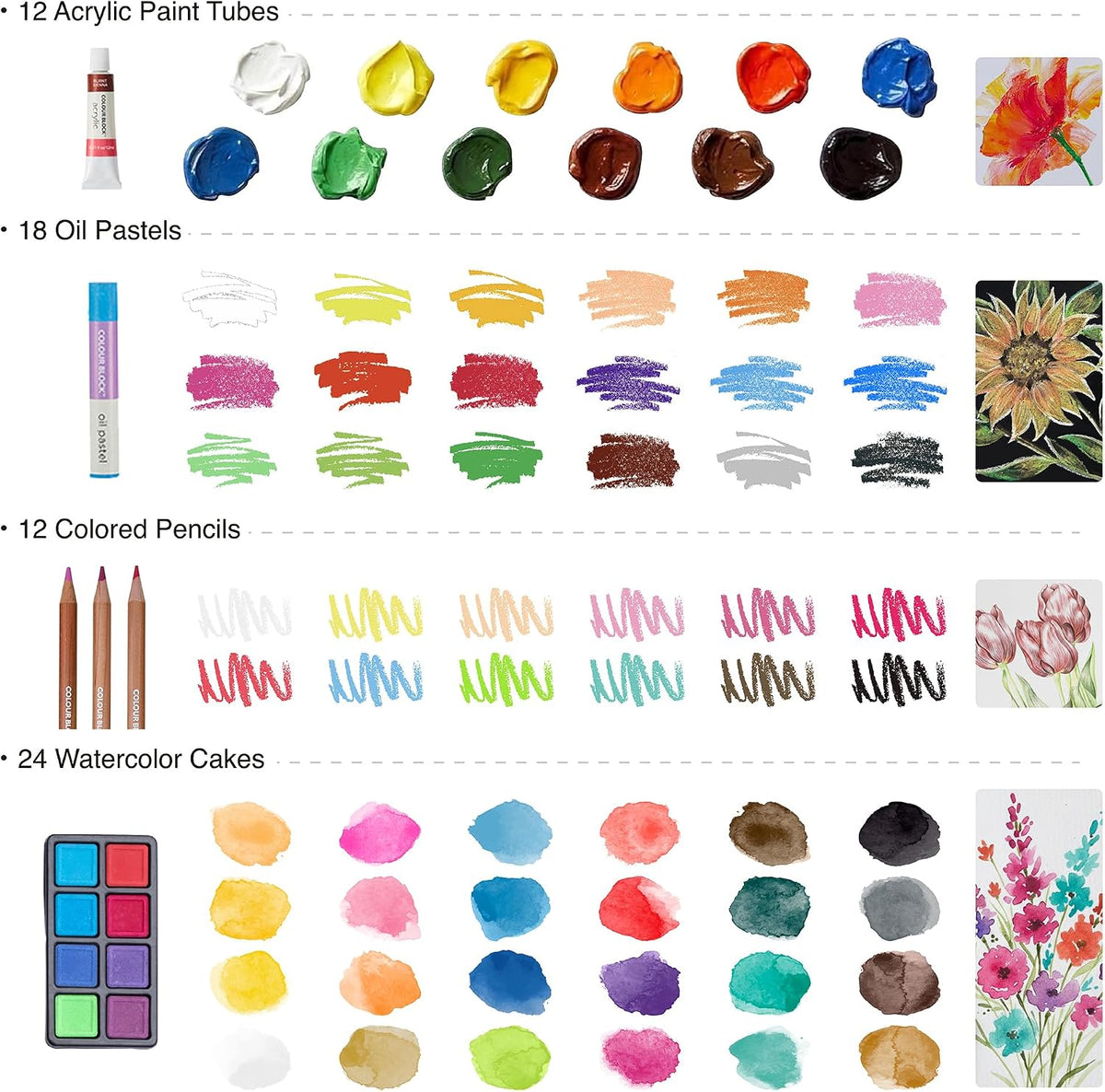 colour block 73-piece art set – premium art, package contents