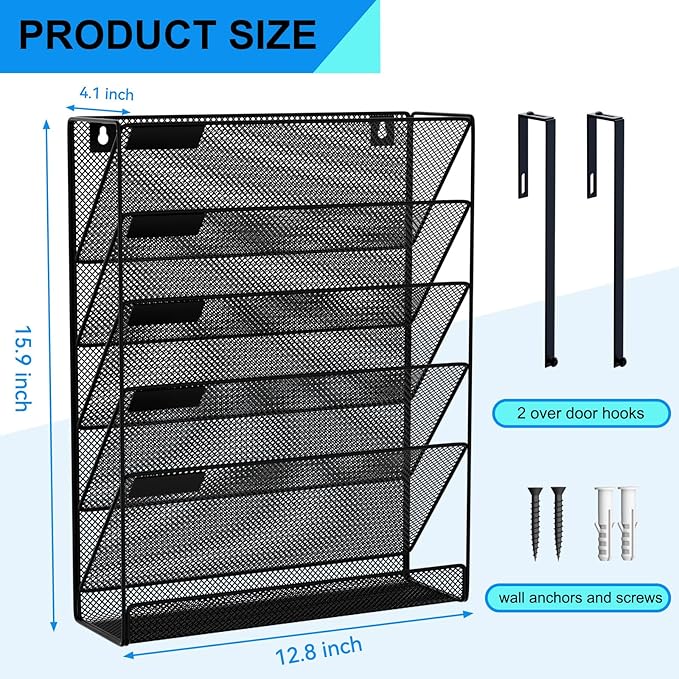 GDINDINFAN 6-Tier Hanging File Organizer Office Cubicle Accessories - Image 3