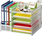 Marbrasse Desk Organizer with File Holder, 5-Tier Paper Letter Tray, Mesh Desk by Marbrasse