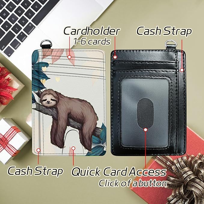 BWEGRHE Small Travel Wallets, Sloth Slim Minimalist Front Pocket Wallet - Image 5