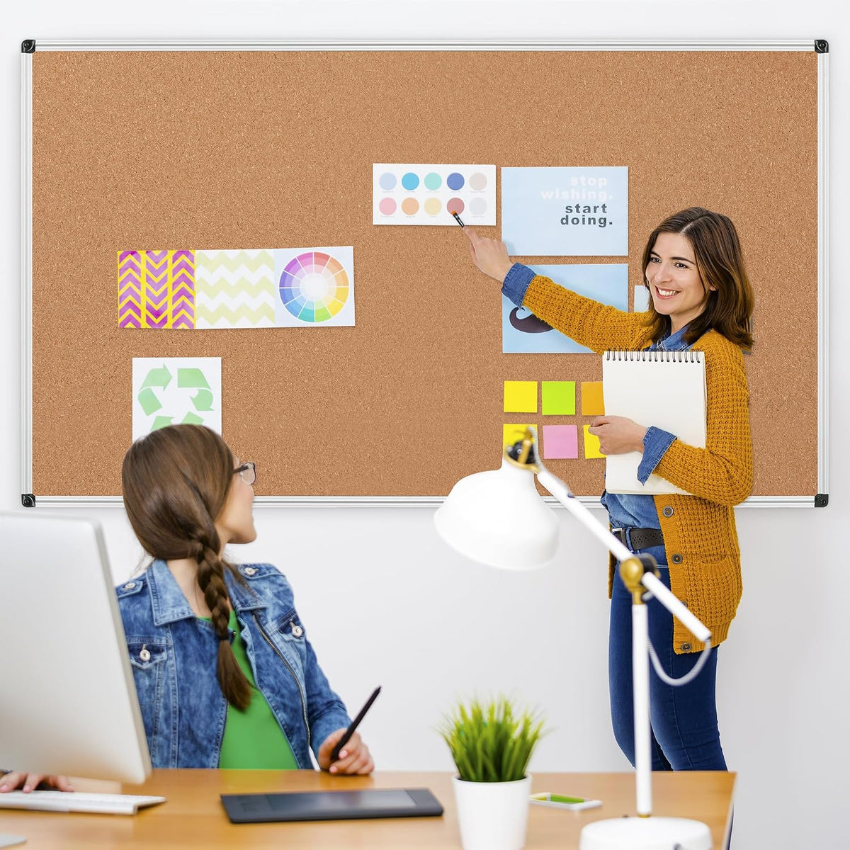 Extra Large Cork Bulletin Board 96" X 48", Silver Aluminum Framed 8...