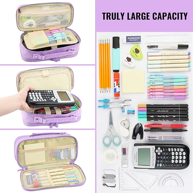 JOINPRO Pencil Case, Large Capacity Pencil Case Organizer; Double Zipper - Image 5