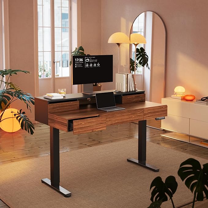HUANUO Standing Desk with Drawers, 48 Inches Electric Height Adjustable Desk by HUANUO