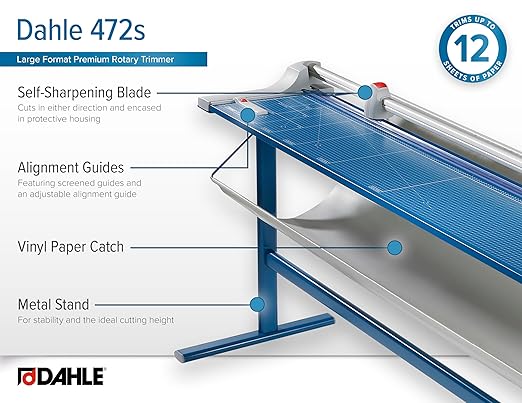 Dahle 472s Premium Rotary Trimmer w/Stand, 12 Sheet Capacity, Self-Sharpening - Image 5