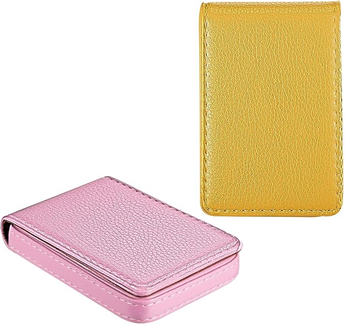 Outus 2 Pieces Business Card Holder, PU Leather Business Card Case Pocket Wallet - Image 4