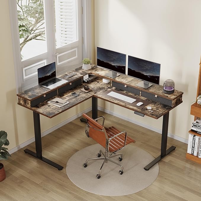 FLEXISPOT 63" L Shaped Standing Desk Electric Corner Table - Image 2