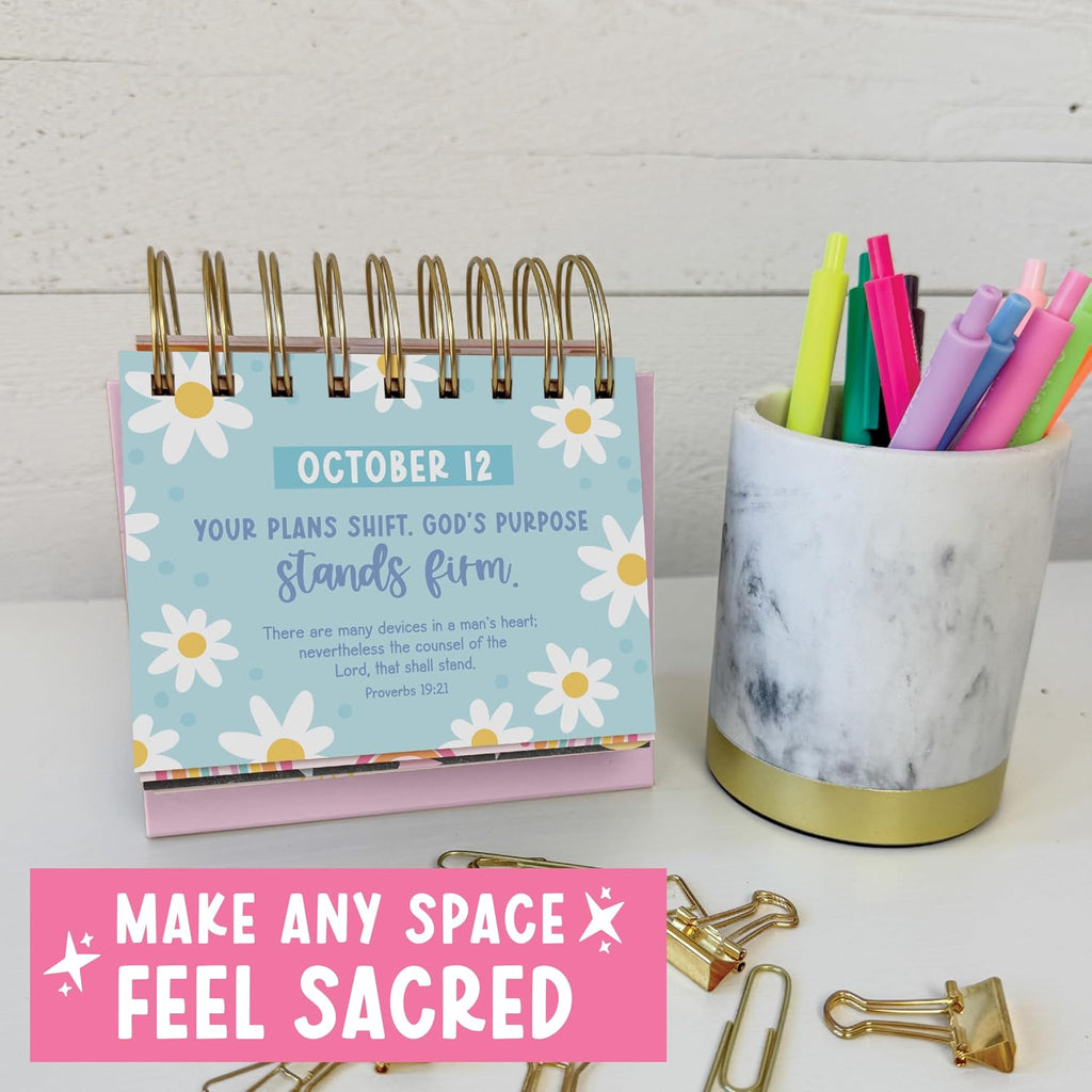 Daily Bible Verse Desk Flip Calendar 2026 - Daily Scripture Flip Calendar, Inspirational Desk Calendars 2026, Christian Perpetual Calendars, Motivational Quotes for Desks, Back to School Teacher Gifts