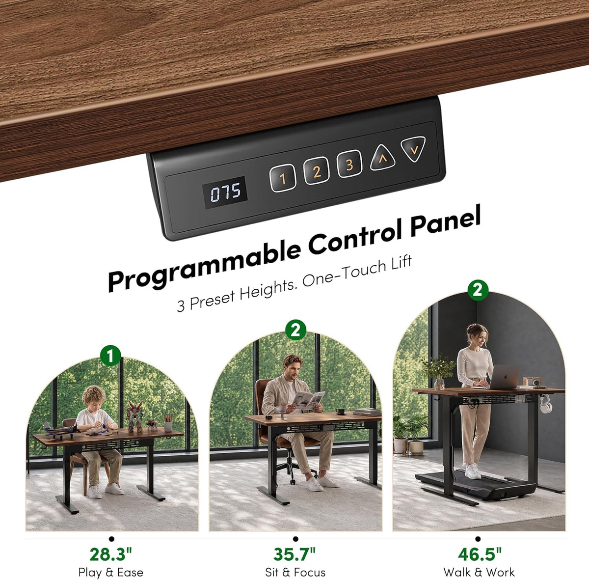 FEZIBO Electric Standing Desk with L-Shaped Crossbar & Cable Management S...
