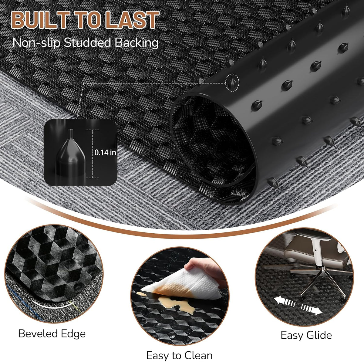 Office Chair Mat for Low Pile Carpet, 36" x 48" Clear Plastic