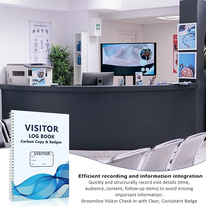 3 Pack Visitor Badges with Carbon Copy Visitor Stickers Letter Size Visitor Log - Image 4