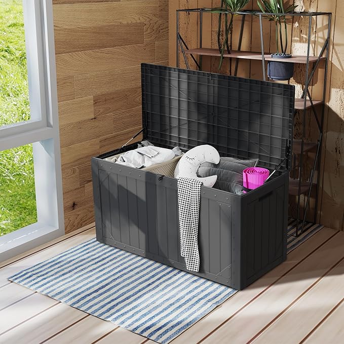 PATIOEASY 100 Gallon Waterproof Large Resin Deck Box，Storage Box - Image 8
