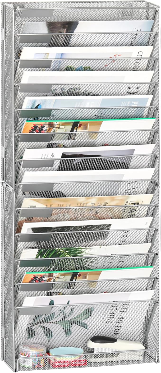 EasyPAG Wall File Holder 14 Tier Mesh Hanging Folder Organizer by EasyPAG