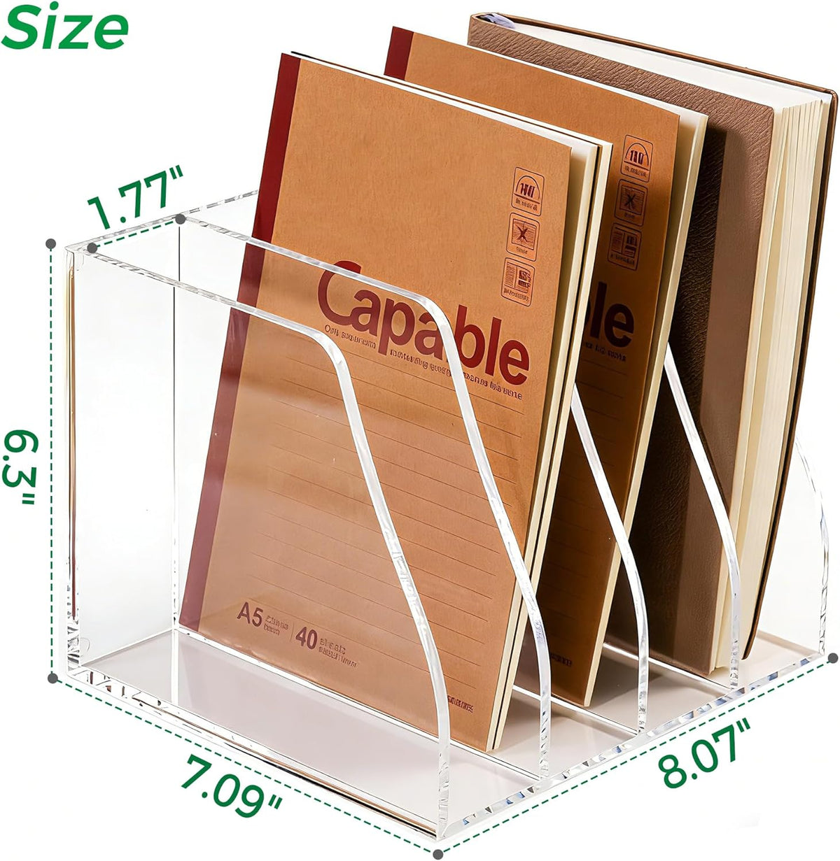 Acrylic Magazine File Holder, 4 Vertical Compartments Desk Document Sorter Or...
