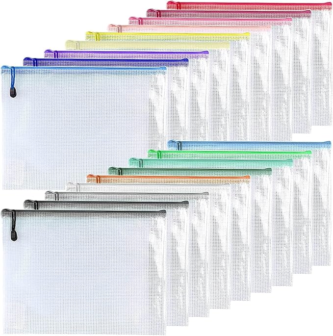 Oaimyy-18PCS-12 x 16 Inches-Mesh Zipper Pouch, Plastic Zip File Folders Puzzle by Oaimyy