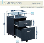 2‑Drawer Rolling File Cabinet with Lock, Glass Top,Fits Under‑Desk,Graphite | Rolling 2‑drawer file cabinet with lock, glass top, storage shelf, smooth wheels, under‑desk design work as a printer stand