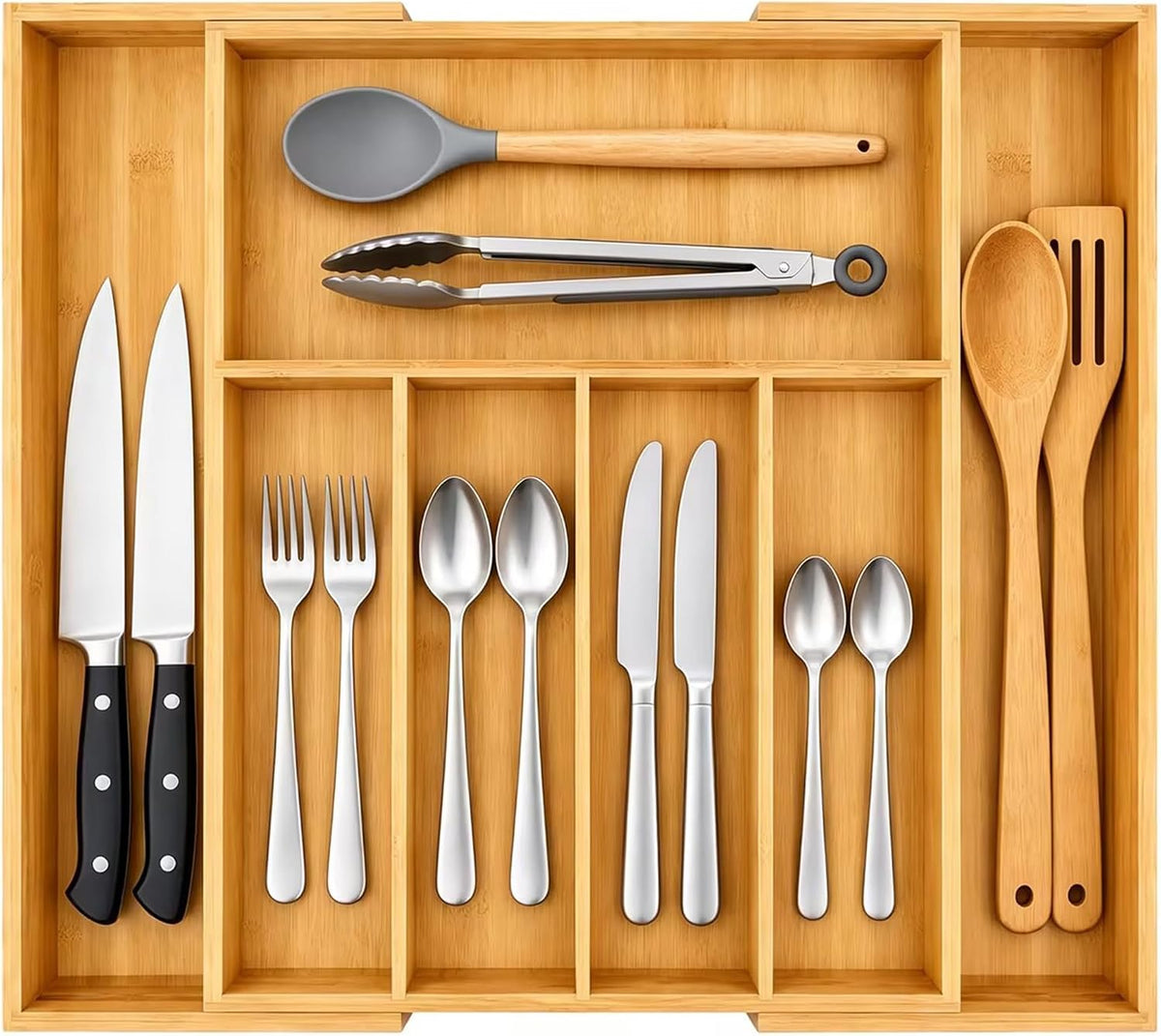 VaeFae Bamboo Drawer Organizer, Large, Natural
