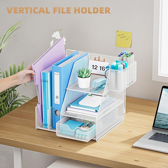 Marbrasse Desk Organizer and Accessories, 3-Tier File Organizer - Image 5