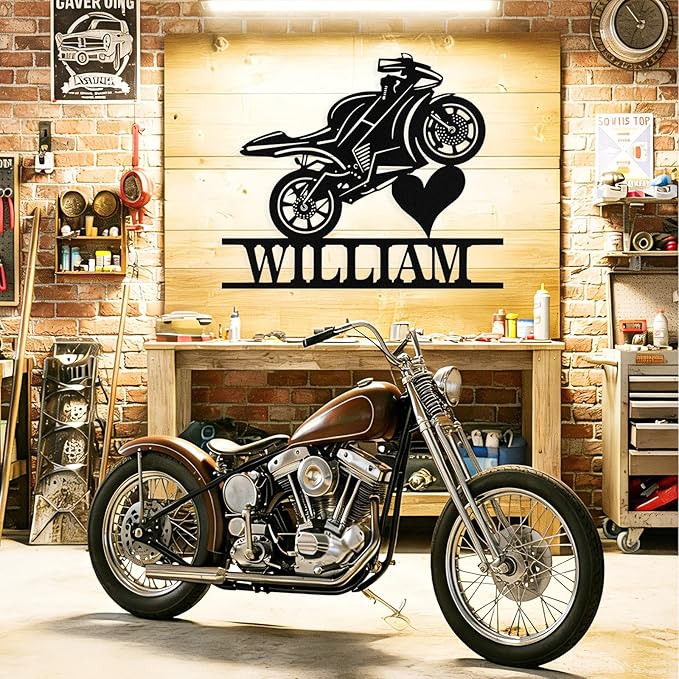 Custom Motorcycle Metal Signs Personalized Dirt Biker Name Sign Custom Garage - Image 8