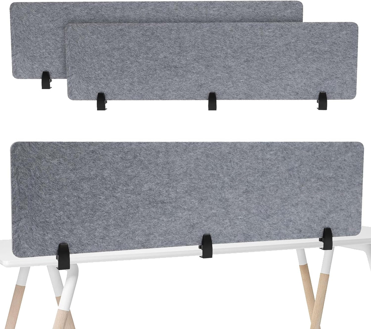 2pcs Privacy Panel, Standing Desk Divider 60"x16" Desktop Office Furniture