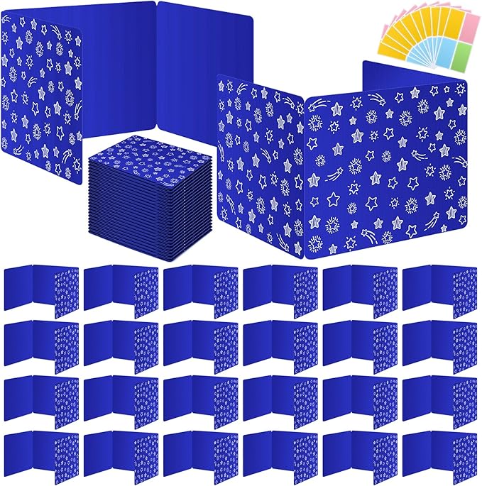 Blue 24-Pack Desk Dividers for Students, Waterproof Plastic Study Carrel Divider by Ubenic