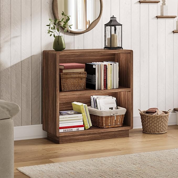 ChooChoo 2-Tier Bookcase, Small Wooden Bookshelf, Farmhouse Bookshelf - Image 2