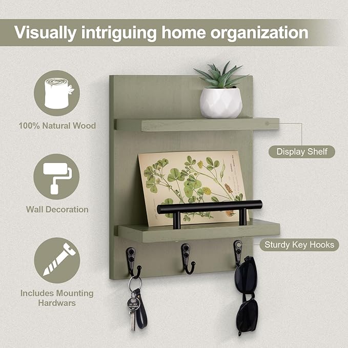 Lucundm Key Holder Wall Mount, Mail Shelf Decor - Image 2